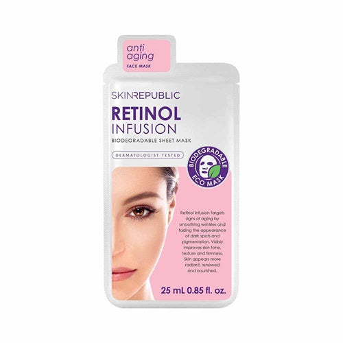 Skin Republic Retinol Infusion sheet mask packaging on a white background